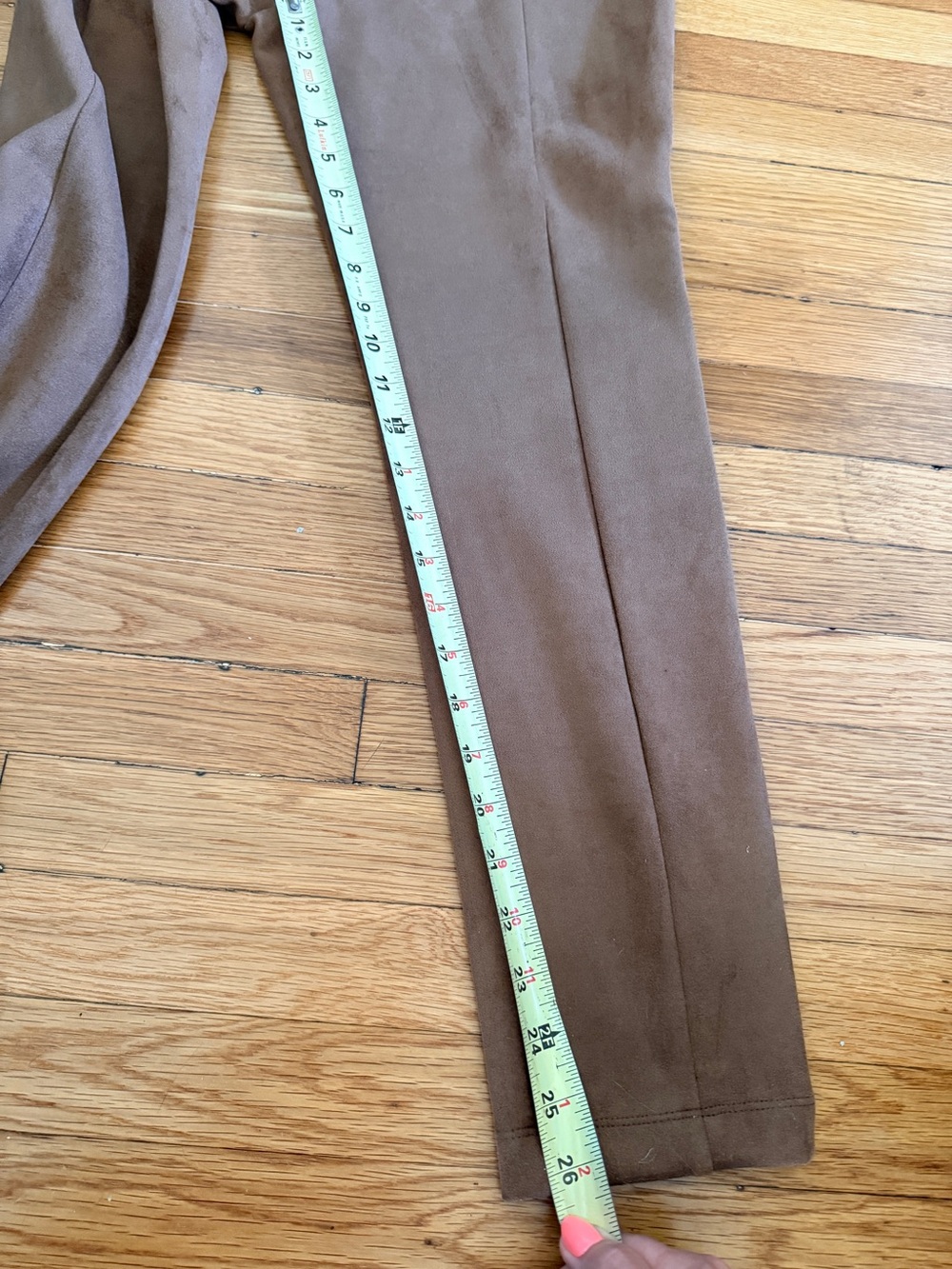 LOFT Camel Brown High-Rise Faux Suede Stretch Ankle Pants Side Zip | M - Picture 7 of 11